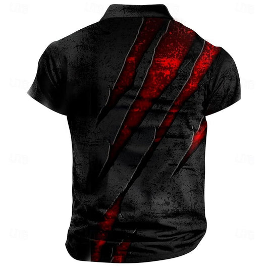 Men's Short Sleeve Scratch Print Polo Shirt