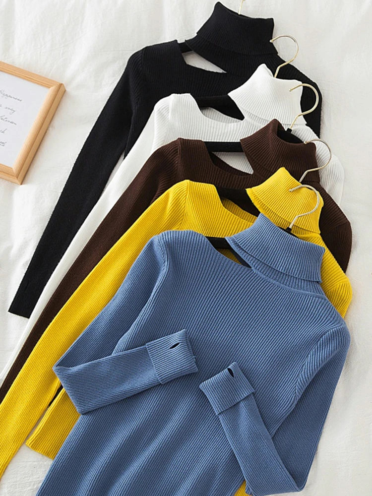 Lace Ruffle Turtleneck Sweater for Women's