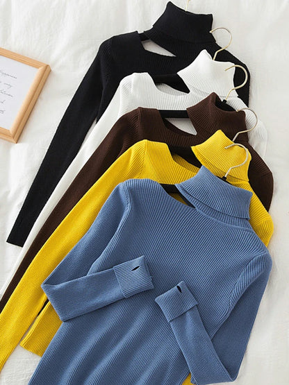 Lace Ruffle Turtleneck Sweater for Women's