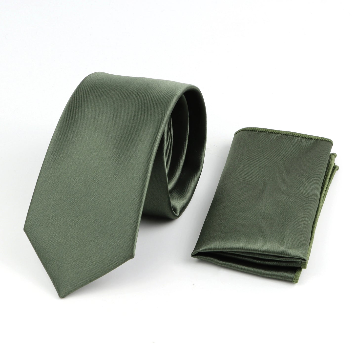 Men’s Solid Color Tie Set – Polyester Necktie Bow Tie Pocket Square & Cufflinks