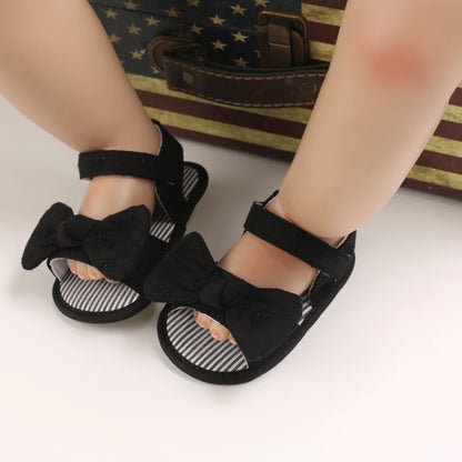Baby Mädchen Sandalen mit Schleife, atmungsaktiv, flach, Prinzessin, weiche Sohle