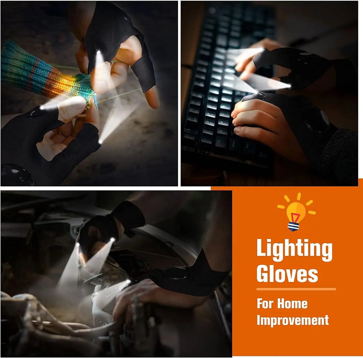 LED Half Finger Gloves for Outdoor Use