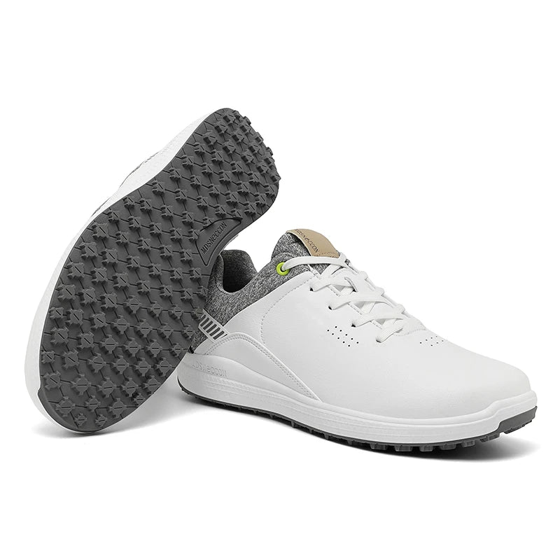 Men’s Waterproof Golf Shoes – Spikeless Lace-Up Golf Trainers Breathable Lightweight Golf Sneakers