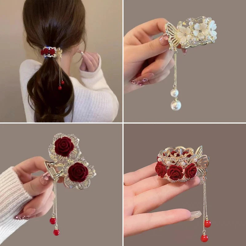 Chic Rhinestone Tassel Hair Claw