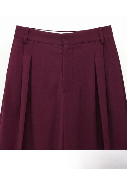 Damenblazer mit fallendem Revers und einem Knopf sowie gerader, locker sitzender Hosenanzug