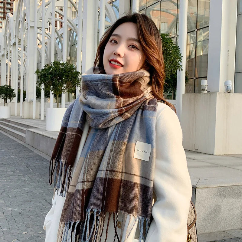 Korean Warm British Checker Winter Scarf