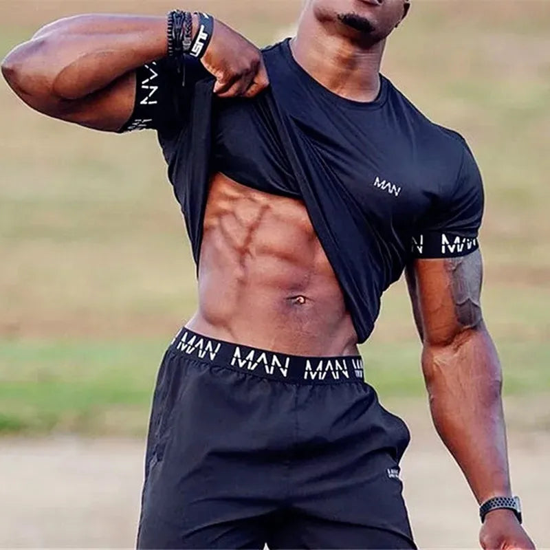 Men Short Sleeve Workout Gym T-Shirt