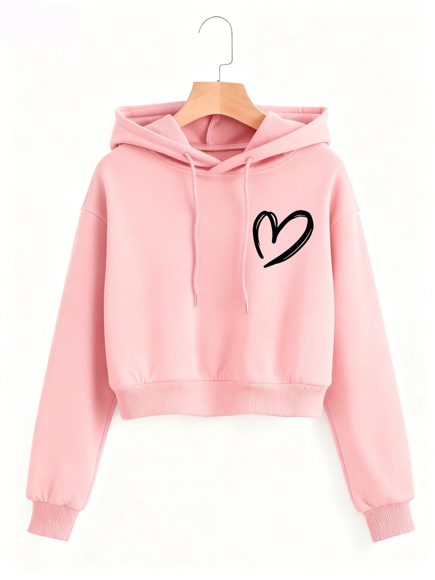 Sweat à capuche polaire imprimé cœur pour l'hiver