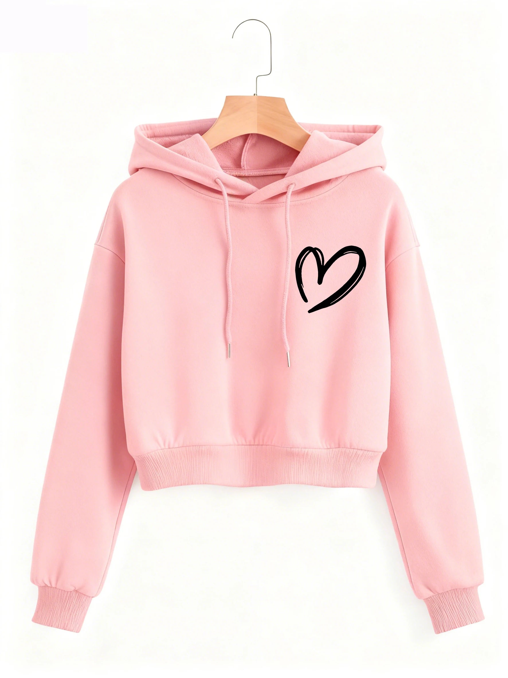 Sweat à capuche polaire imprimé cœur pour l'hiver