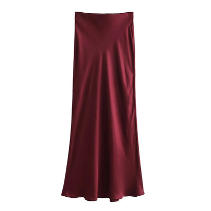 Women's High Waist Flowy A-Line Elastic Silky Skirts