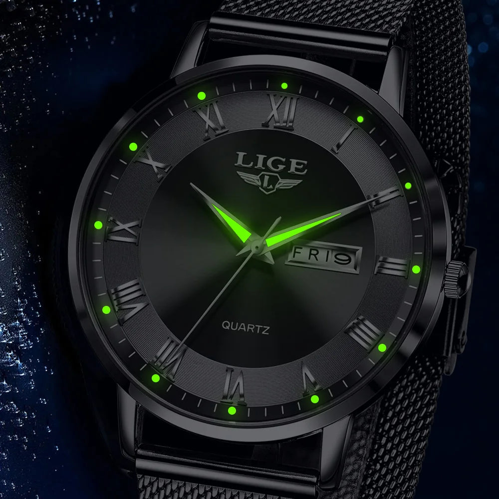 Montre à quartz en acier inoxydable pour hommes d'affaires