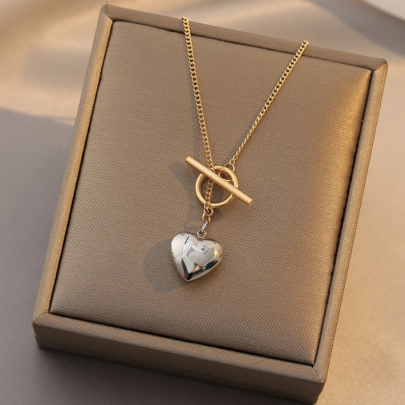Titanium Steel Love Heart Necklace for Women