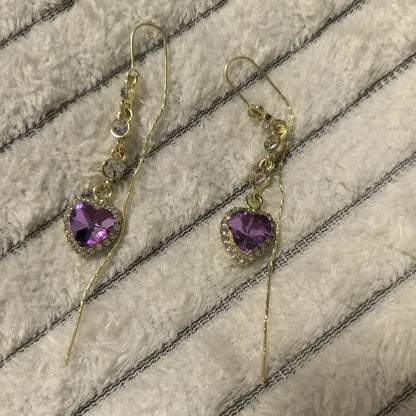 Herzförmige Zirkon-Ohrhänger für Damen – Lange Quastenohrringe