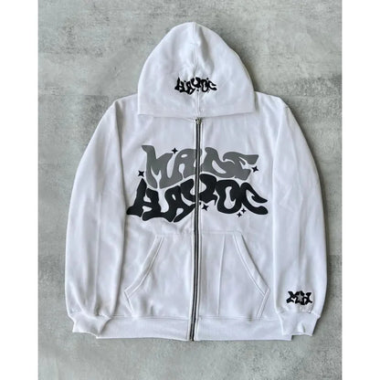 Unisex Y2K Star Graphic Print Zip Hoodies