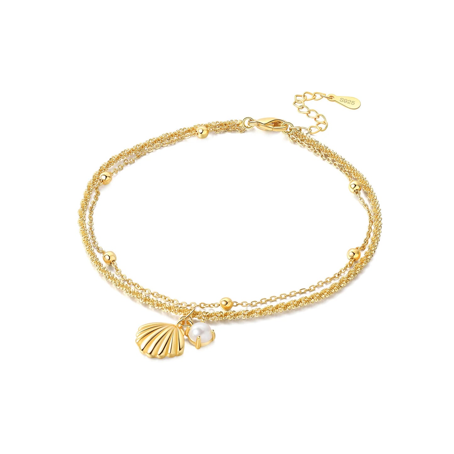 Fußkettchen aus Sterlingsilber mit Farbstempel und Quaste für Damen