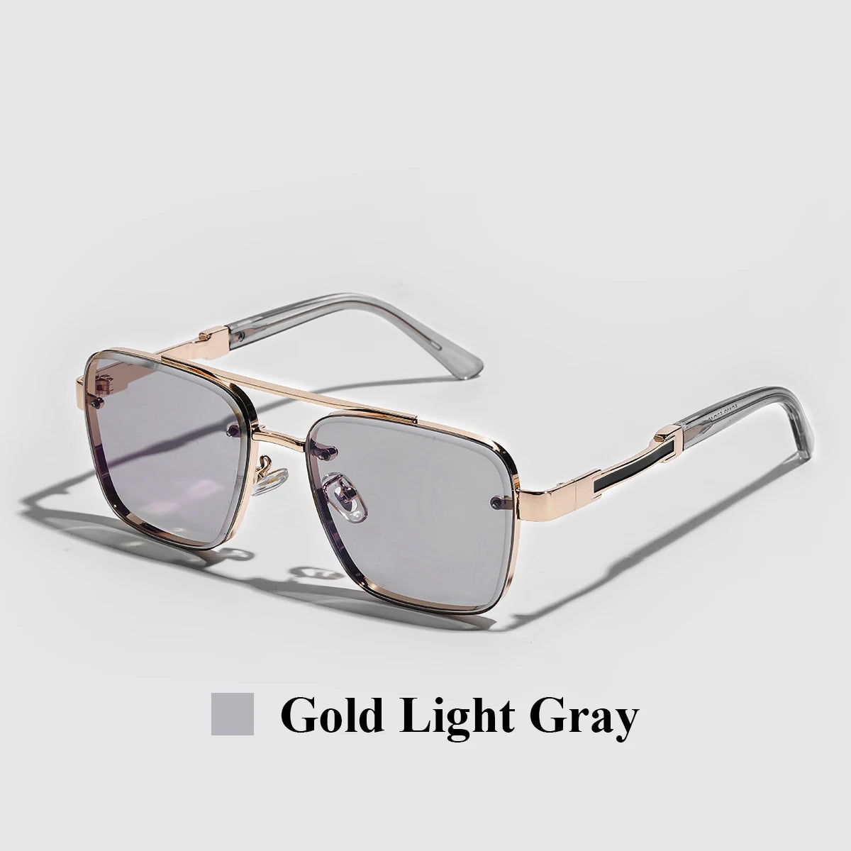 Men's Square Metal Frame Gradient Sunglasses