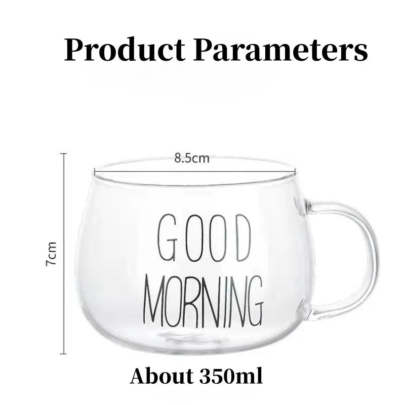 Letter-Printed Transparent Glass Mug