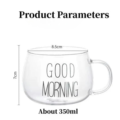 Letter-Printed Transparent Glass Mug