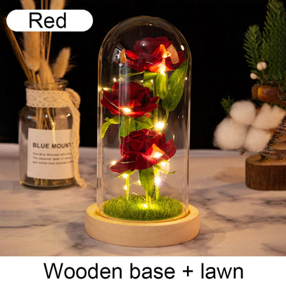 Fleurs artificielles LED Galaxy Three Rose - Décoration de mariage et cadeau créatif pour la Saint-Valentin