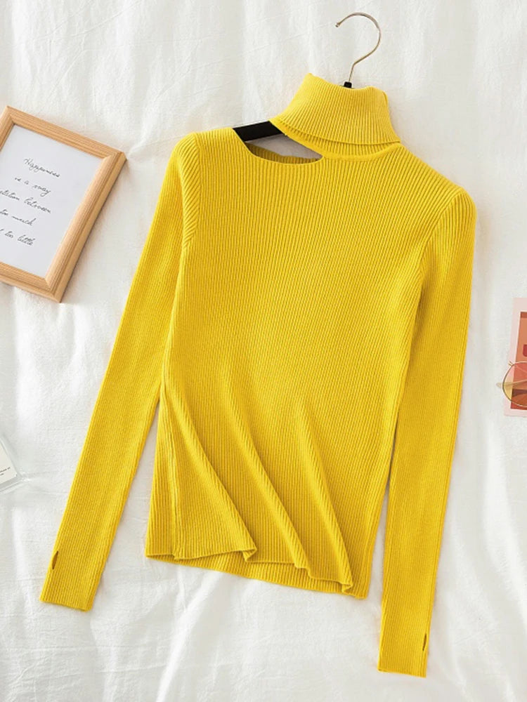 Lace Ruffle Turtleneck Sweater for Women's