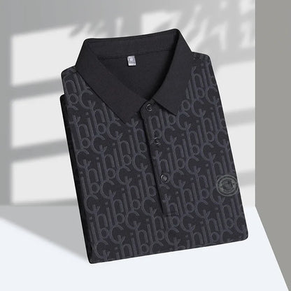 Nouveau polo à manches courtes en soie haut de gamme pour hommes, luxueux, gaufré