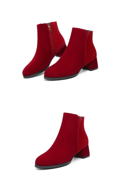 Women's Mid-Heel Wool Warm Ankle Boots