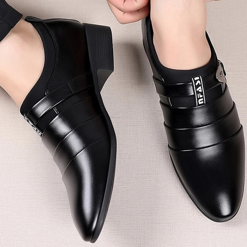 Pointed Slip-On Leather Men's Shoes