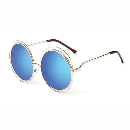 Women's Metal Frame Oversized Mirror Sunglasses