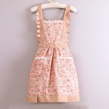 Breathable Floral Kitchen Apron for Adults