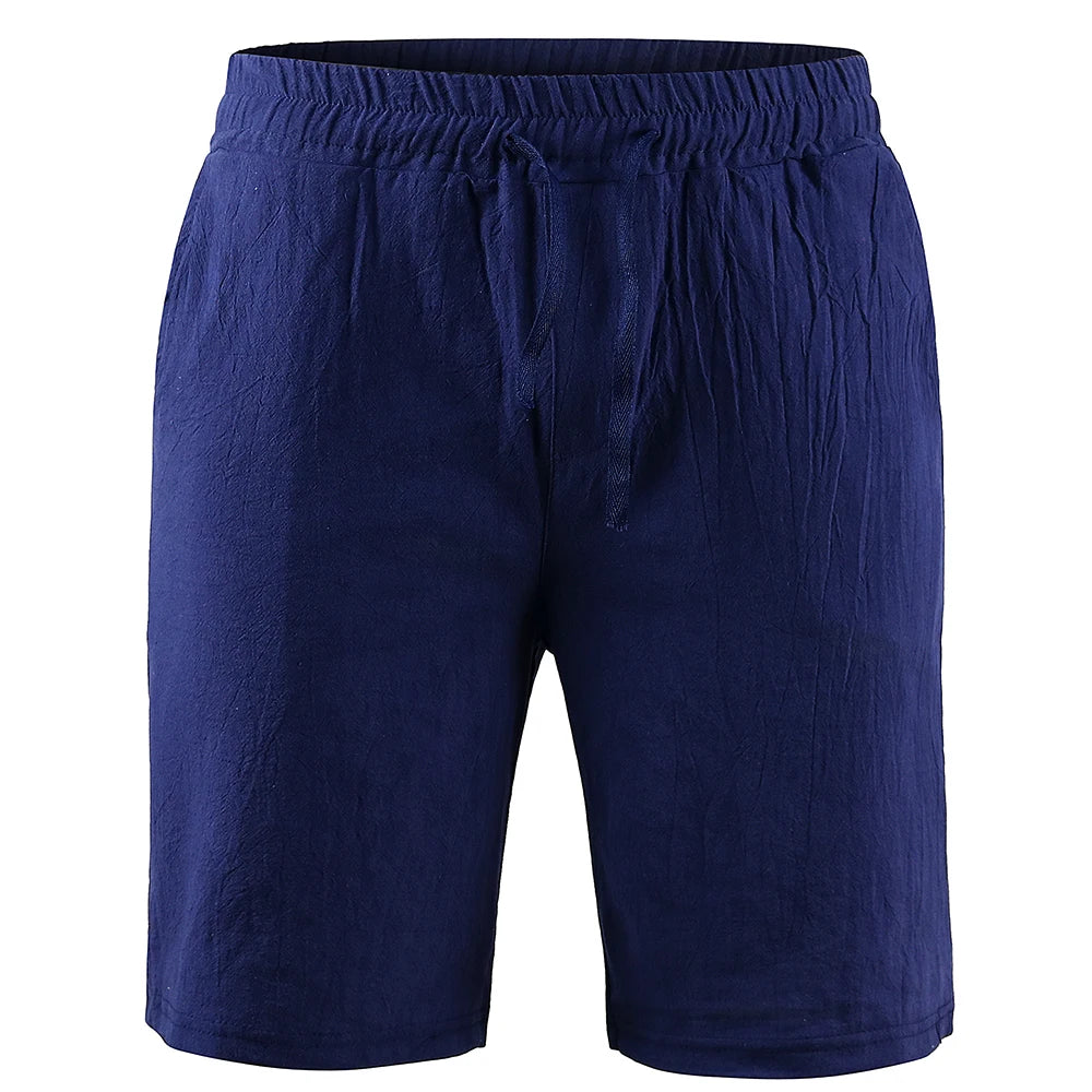 Men's Casual Cotton-Linen Drawstring Shorts