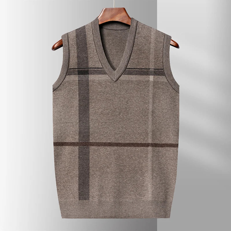 V-neck Sleeveless Sweater Vest Knitted for men