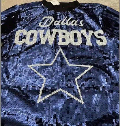 Robe en jersey de football cowboy à sequins pour femme