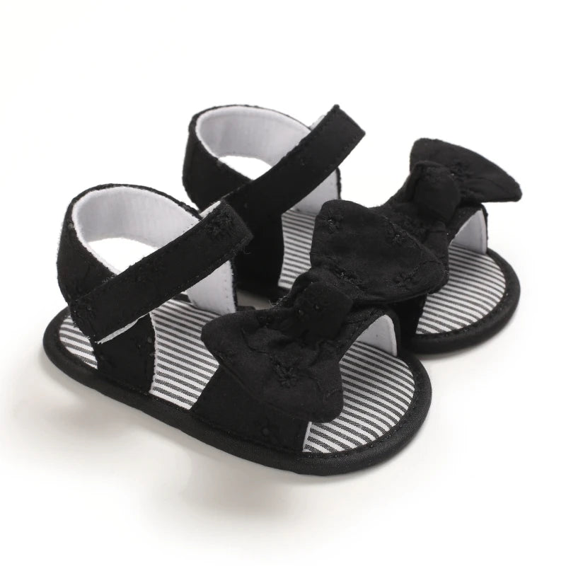 Baby Mädchen Sandalen mit Schleife, atmungsaktiv, flach, Prinzessin, weiche Sohle