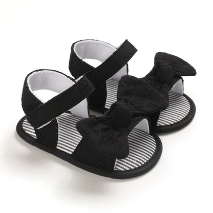 Baby Mädchen Sandalen mit Schleife, atmungsaktiv, flach, Prinzessin, weiche Sohle