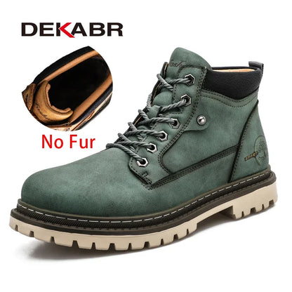 Men’s Warm Fur Lined Boots –  Wear-Resistant Comfort Retro Winter Shoes