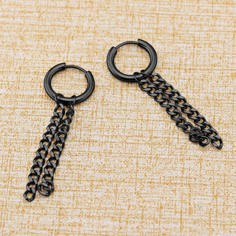 Punk Stainless Steel Black Stud Earrings Set for Men