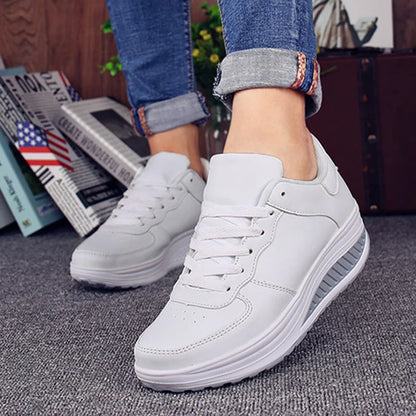 Waterproof Leather Wedge Platform Sneaker