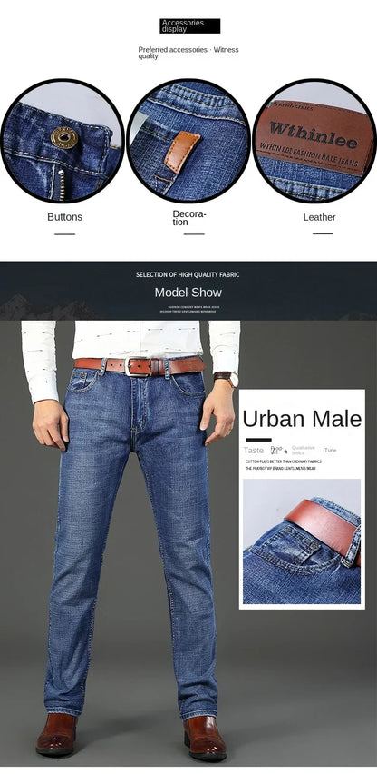 Men's Smart Straight Regular Blue Stretch Denim Jeans