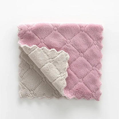 Fast-Drying Coral Velvet Kitchen Towels