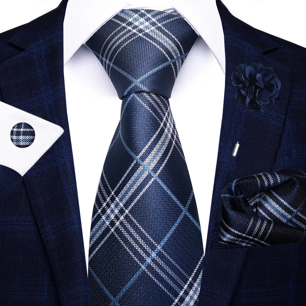 Men's Paisley Sky Blue Striped Silk Tie