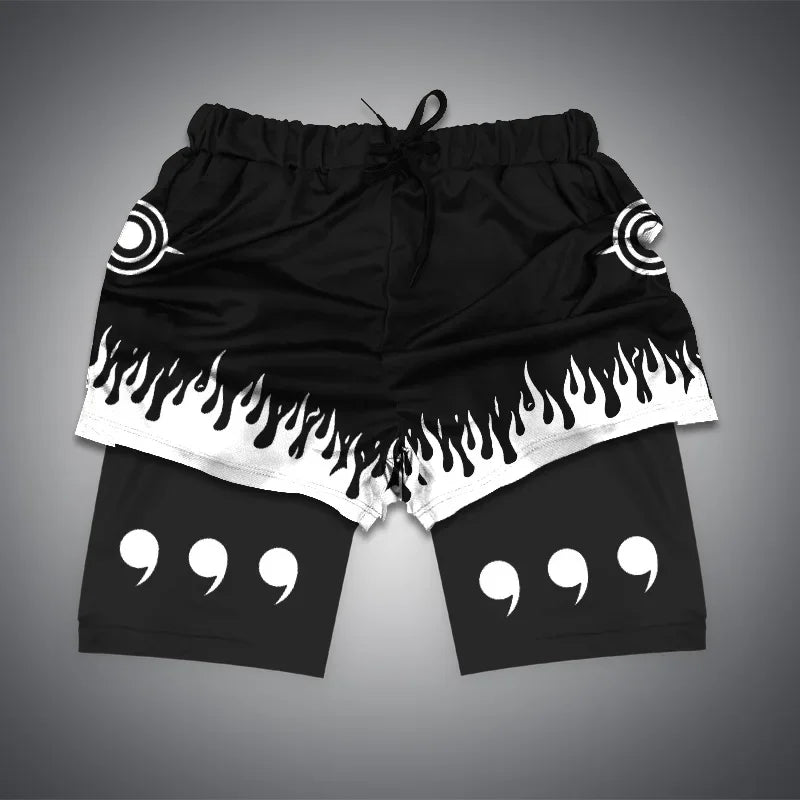 Dragon Ball & One Piece Anime Print Gym Shorts