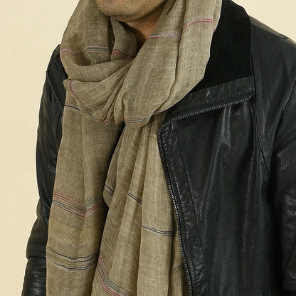 Yarn-Dyed Striped Cotton Linen Men's Scarf