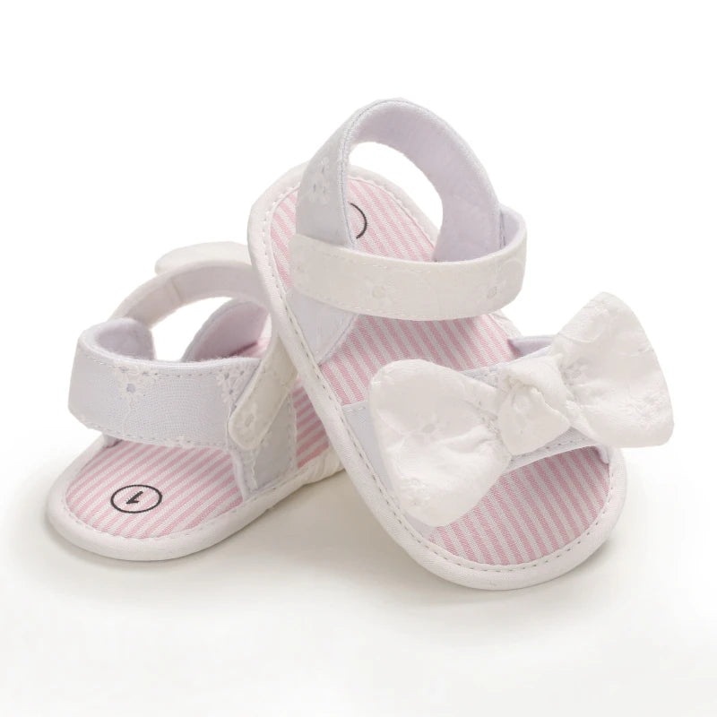 Baby Mädchen Sandalen mit Schleife, atmungsaktiv, flach, Prinzessin, weiche Sohle