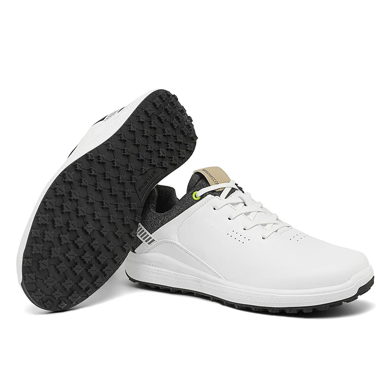 Men’s Waterproof Golf Shoes – Spikeless Lace-Up Golf Trainers Breathable Lightweight Golf Sneakers