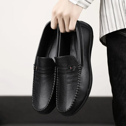 Mocassins décontractés en cuir blanc pour hommes