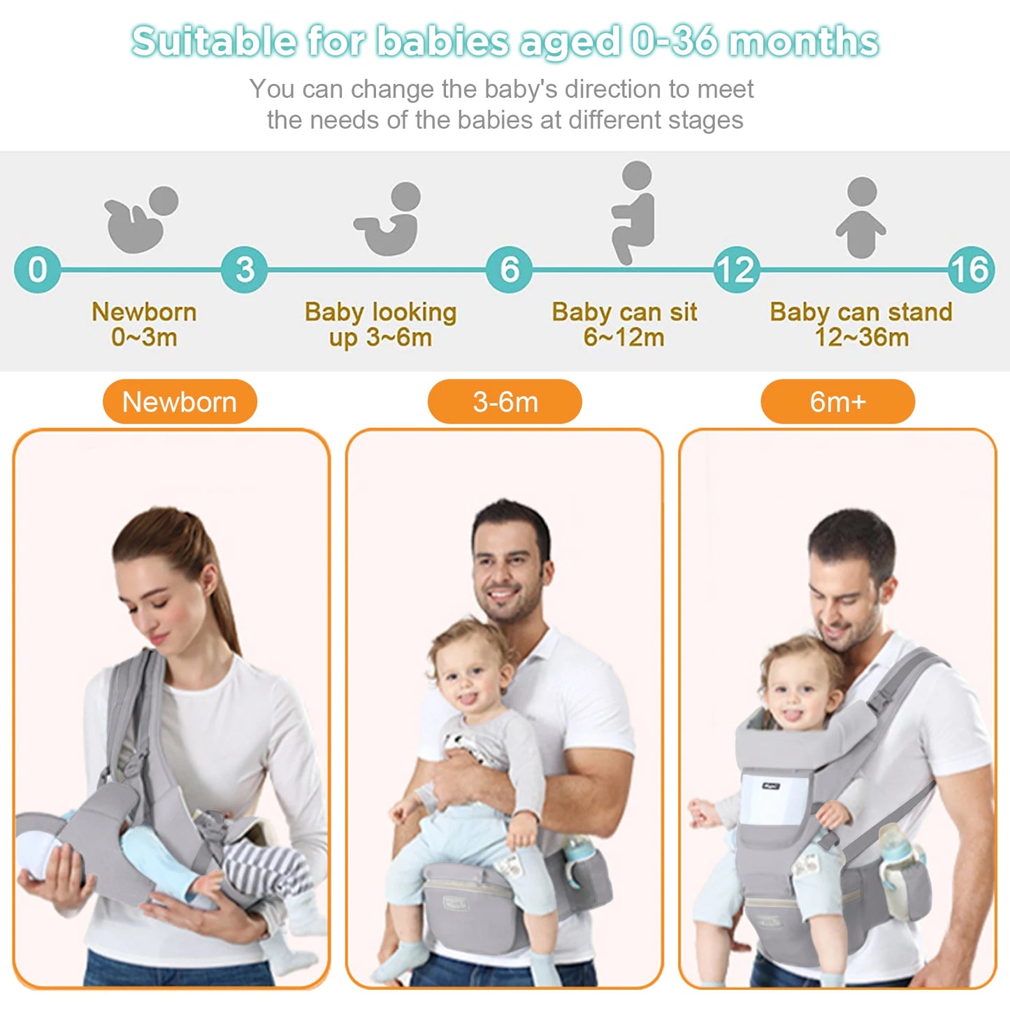 Porte-bébé ergonomique en coton pour nouveau-né, tabouret de taille pour bébé