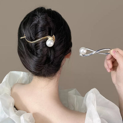 Korean Pearl Metal Geometric Hair Clips