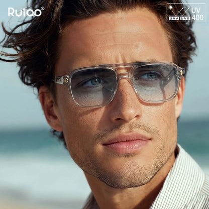 Men's Retro UV400 Transparent Frame Sunglasses