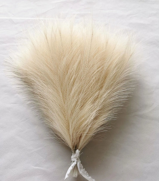 10 Small Beige Faux Pampas Grass Stems