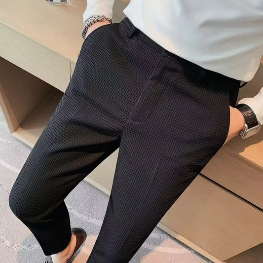 Men's British Style Slim Fit Business Casual Suit Pants